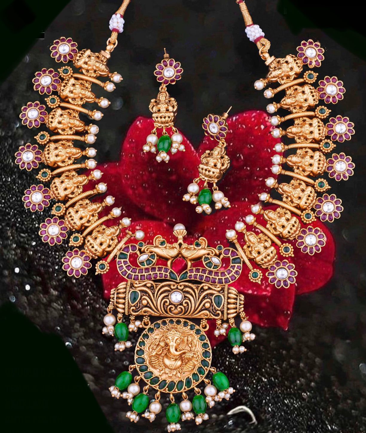Temple jewelery mala with earrings