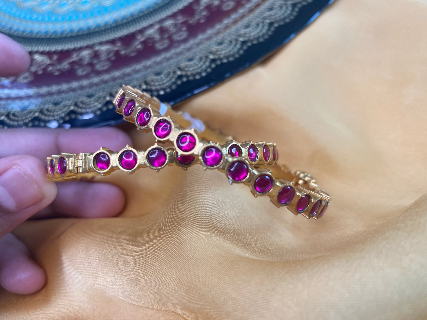 Kundan Jadau Openable Bangles - set of 2