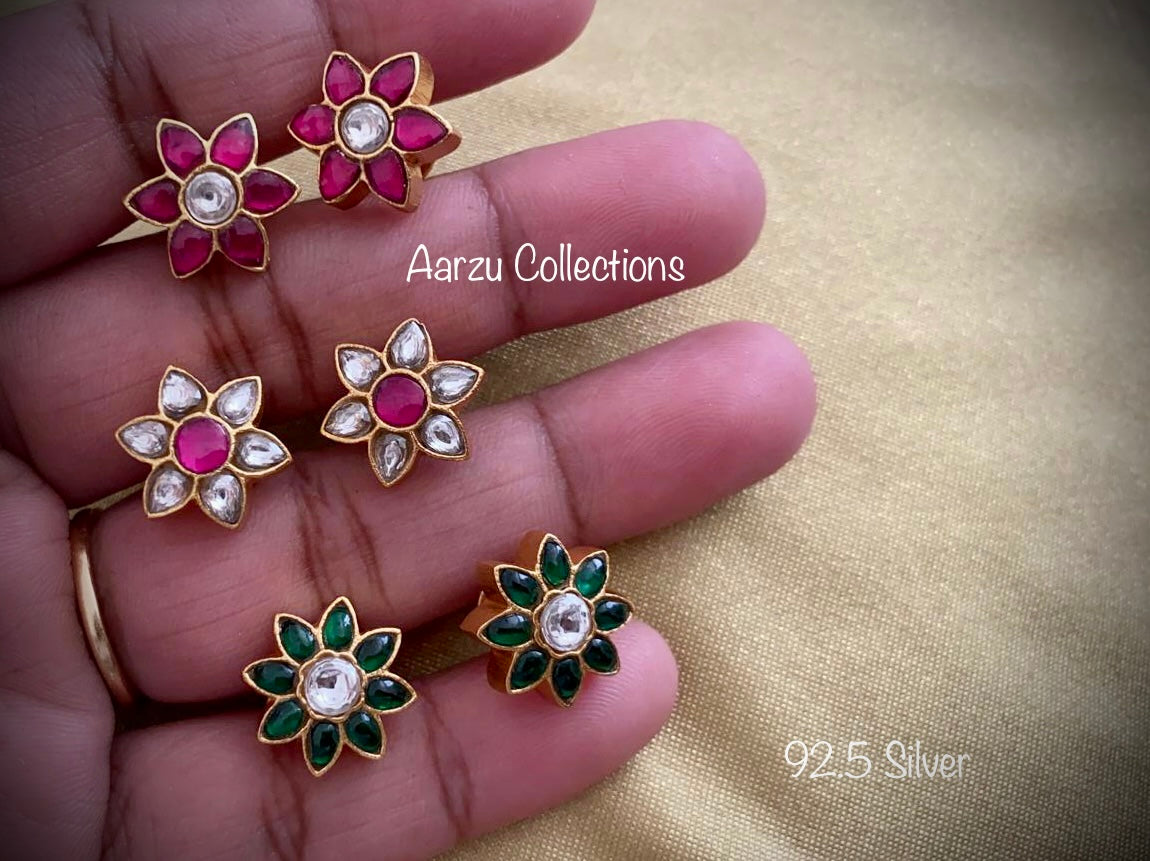92.5 Silver dainty Kundan jadau studs