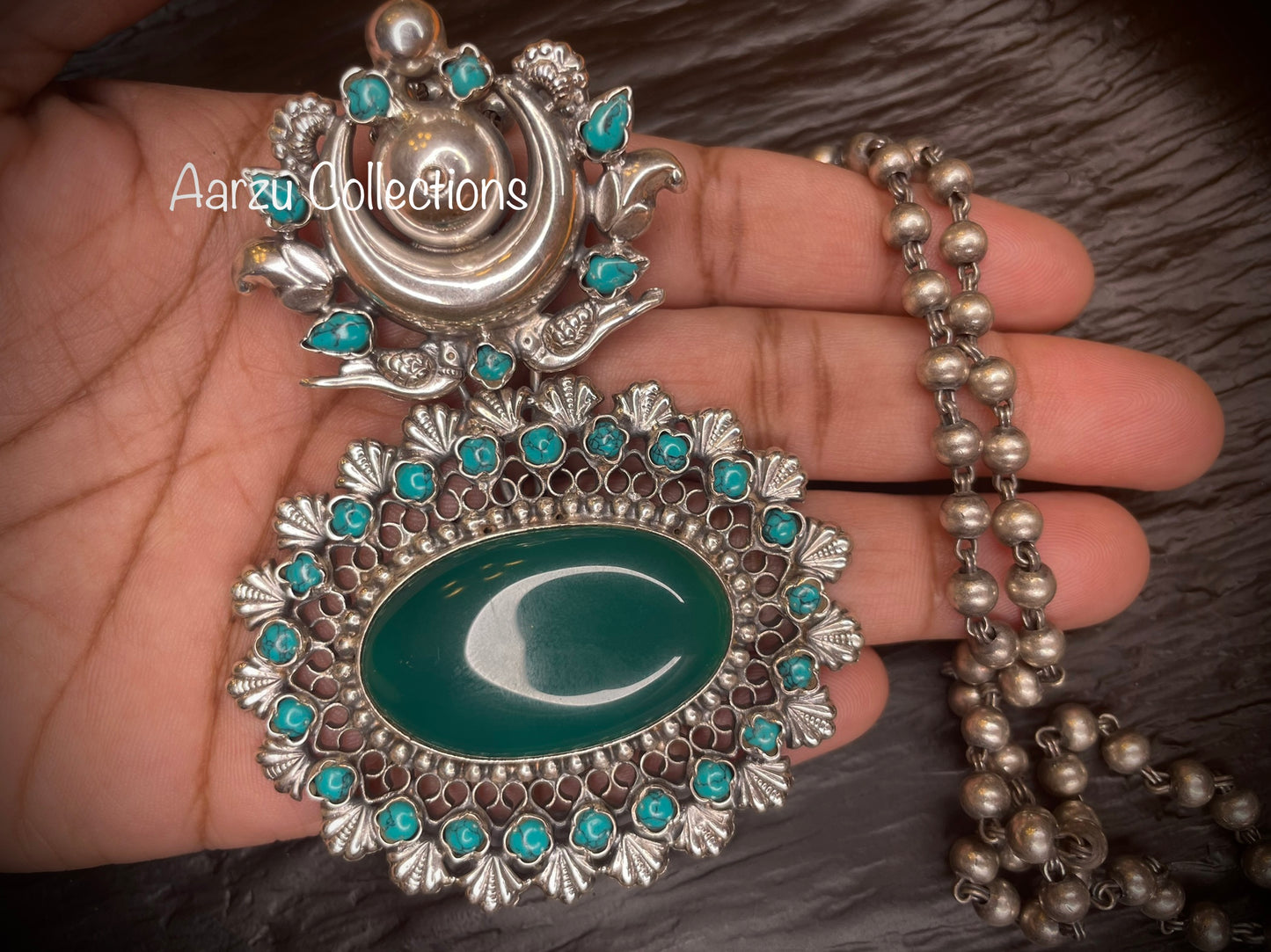 92.5 Silver pendant with ball chain 80 gms