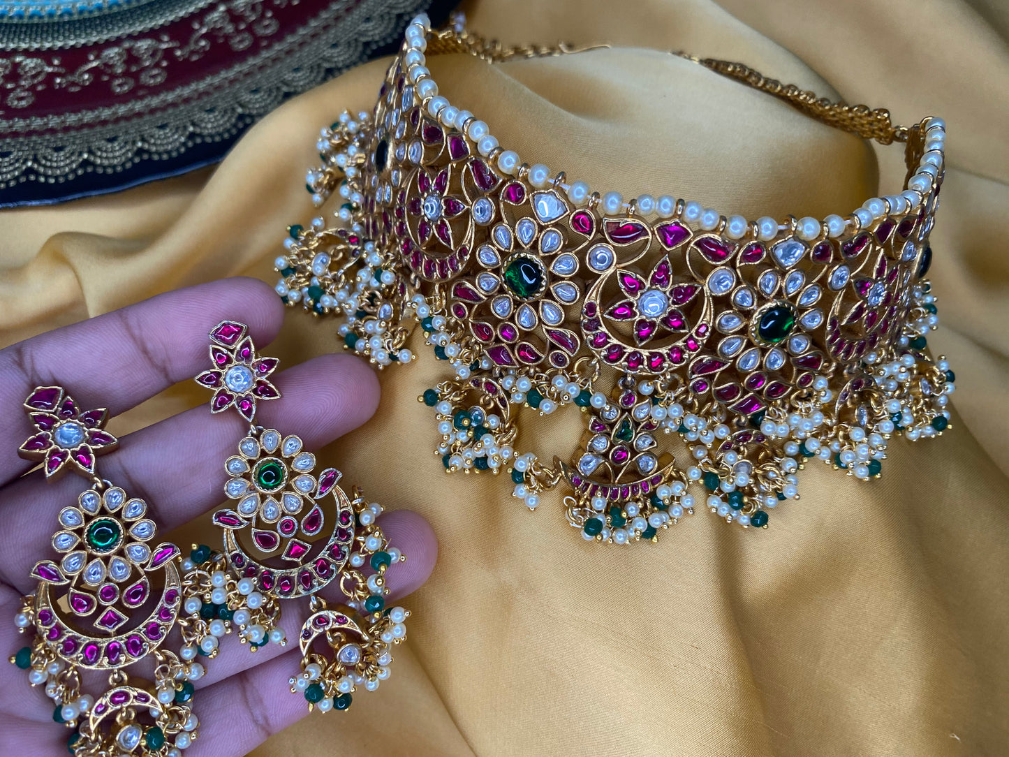 Kundan Jadau Statement Choker with Earrings