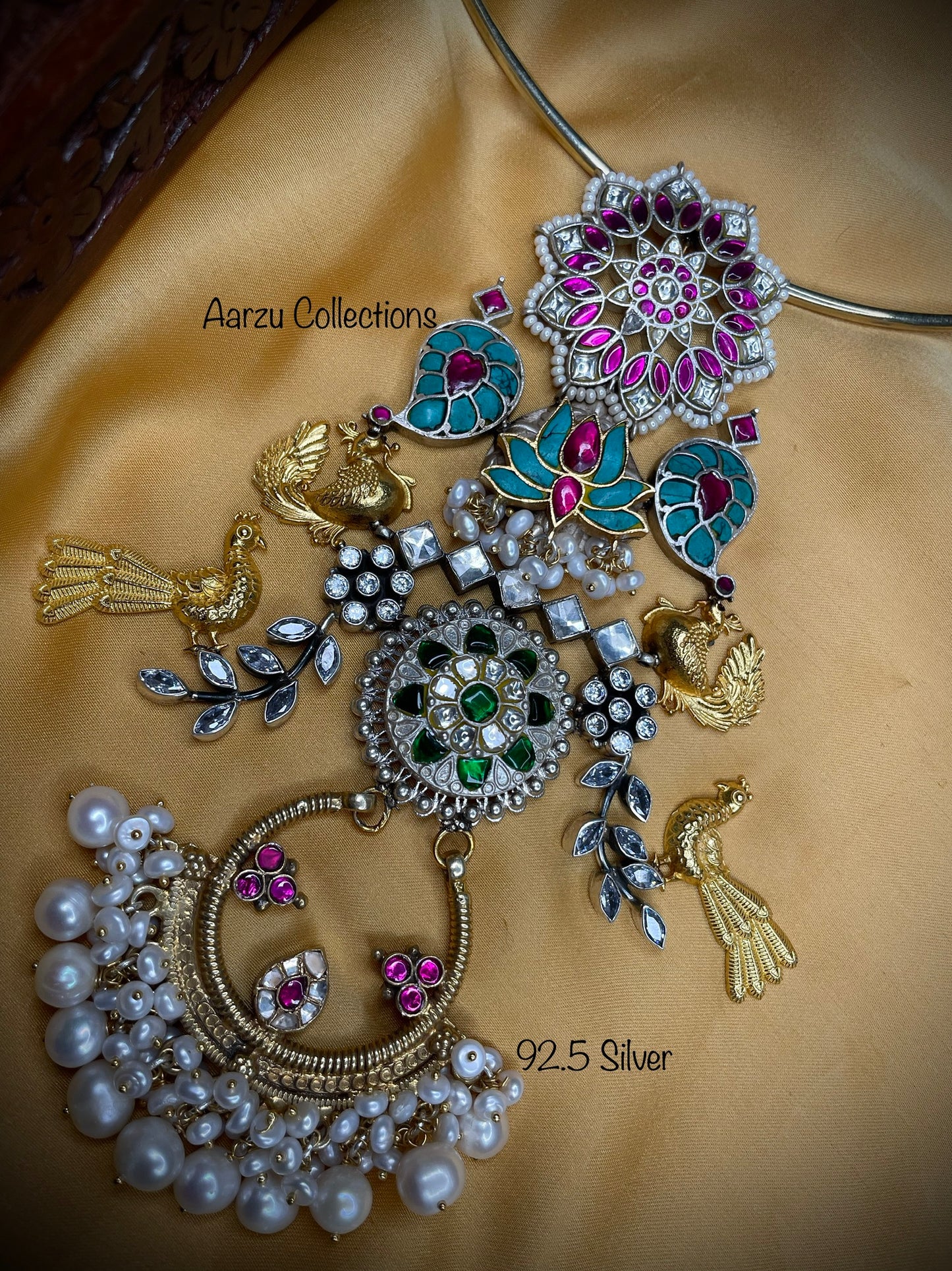92.5 Silver statement pendant - fusion collection - 121 gms