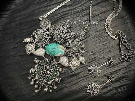 German Silver Fusion Necklace with complimentary ear wear