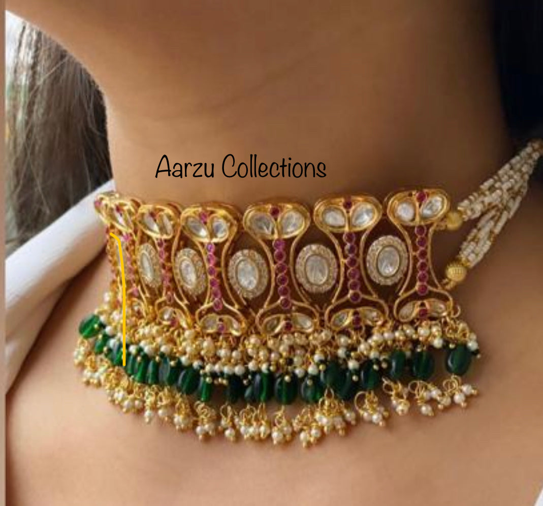 Designer inspired Kundan Choker with Earrings
