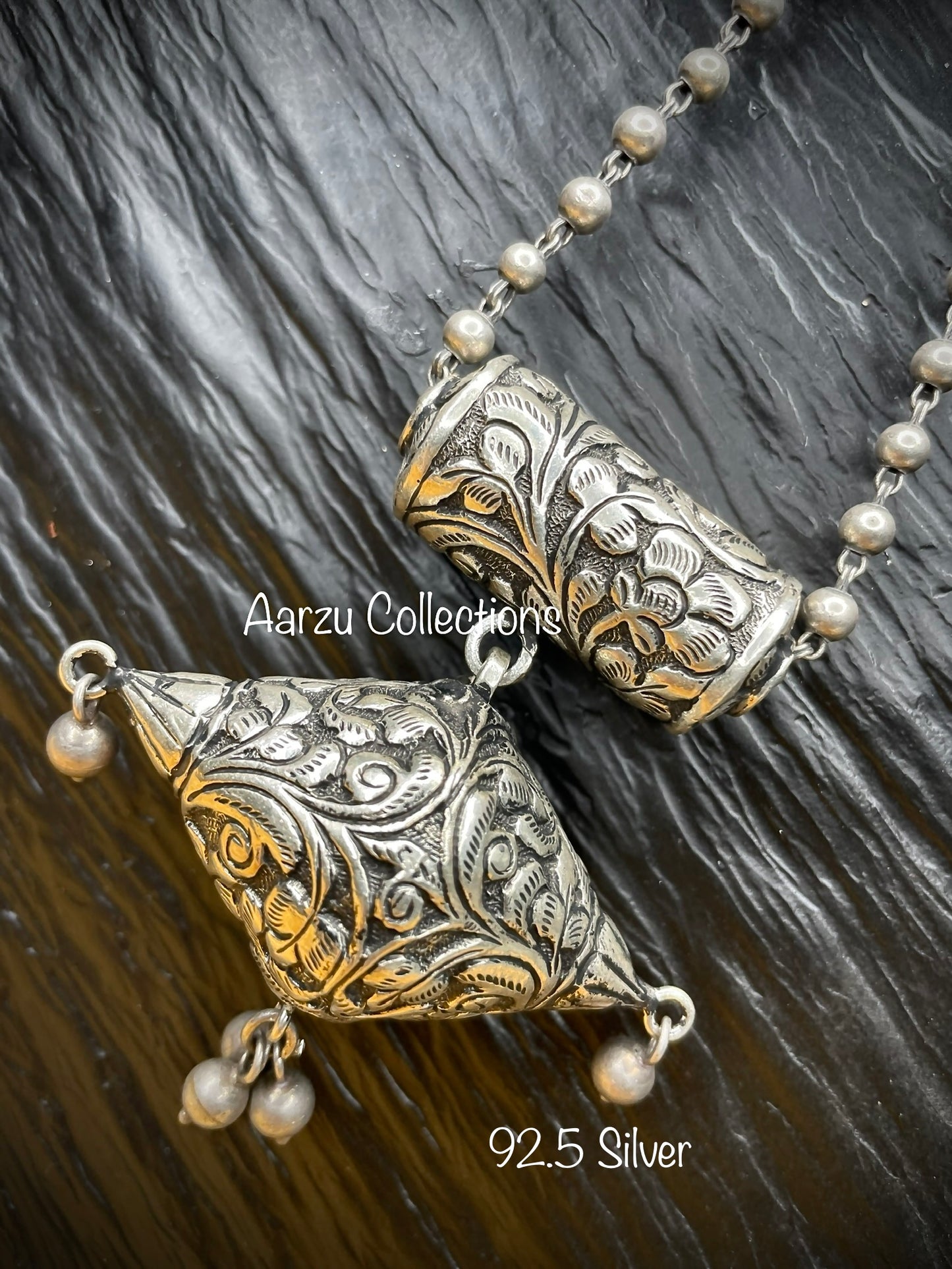 92.5 Silver pendant with matar mala - Chitai collection