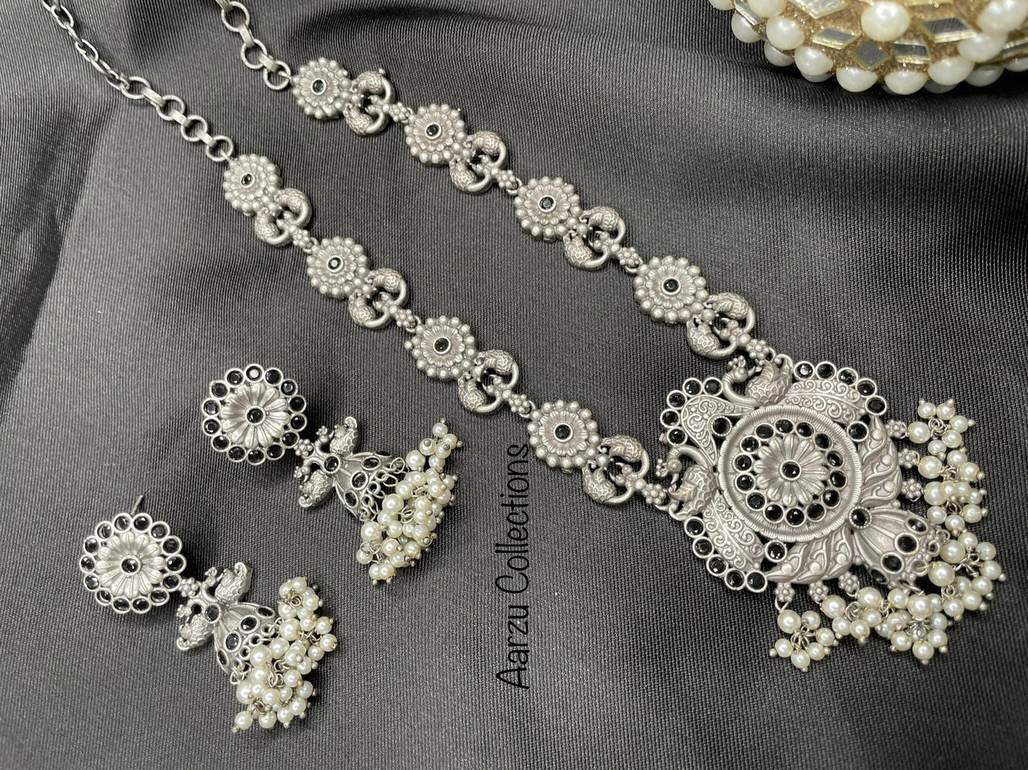 German Silver Necklace Set - Black