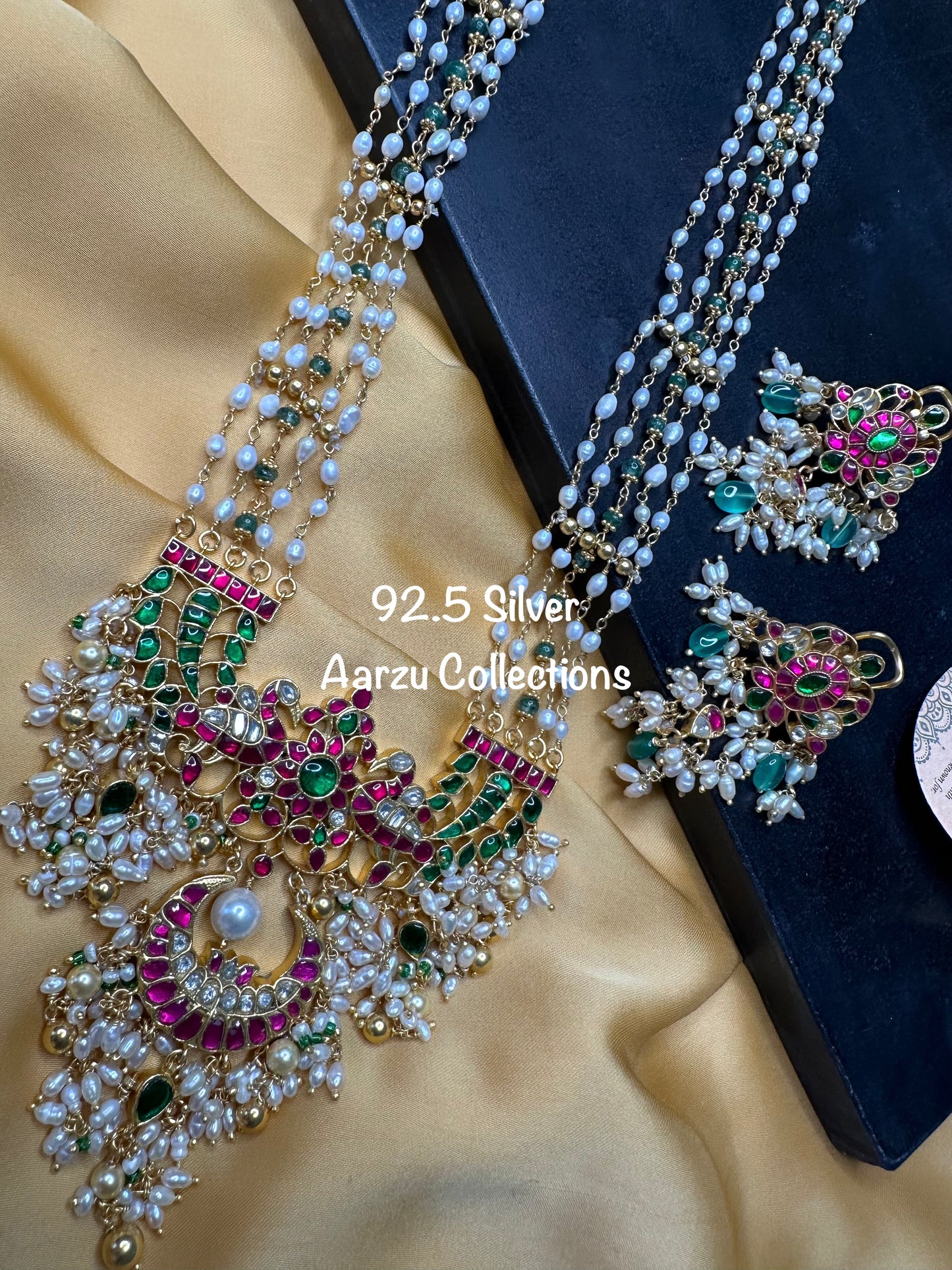 92.5 Silver base Kundan Jadau necklace set