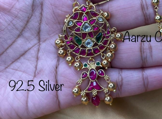 92.5 Silver base Kundan Jadau pendant - 21 gms