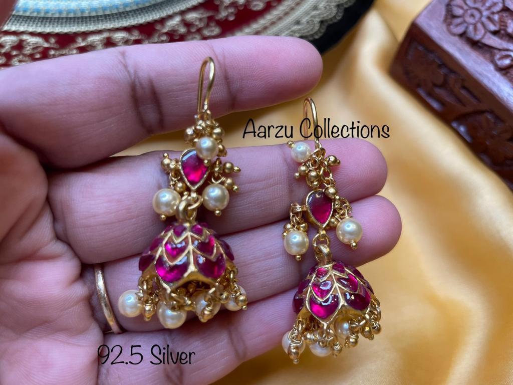 92.5 Silver base Kundan Jadau Jhumkies - 20gms
