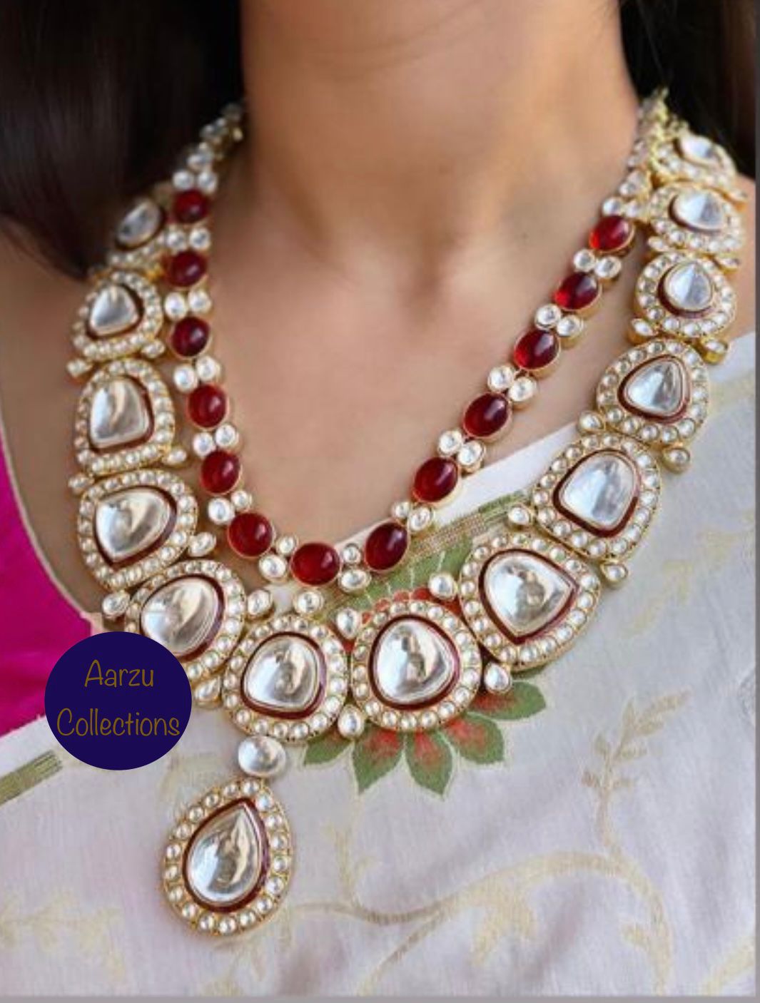 Uncut polki Kundan Statement Necklace Set