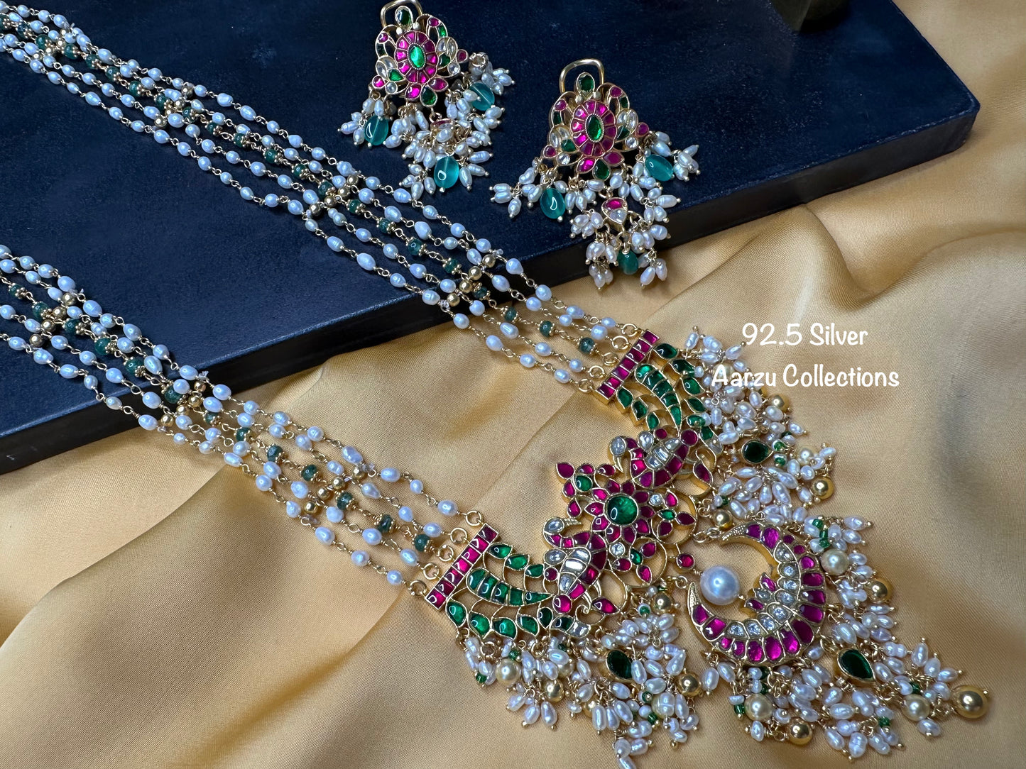 92.5 Silver base Kundan Jadau necklace set