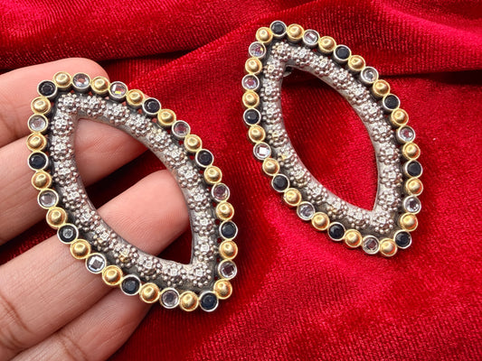 92.5 Silver dual tone earrings - 28.5 gm
