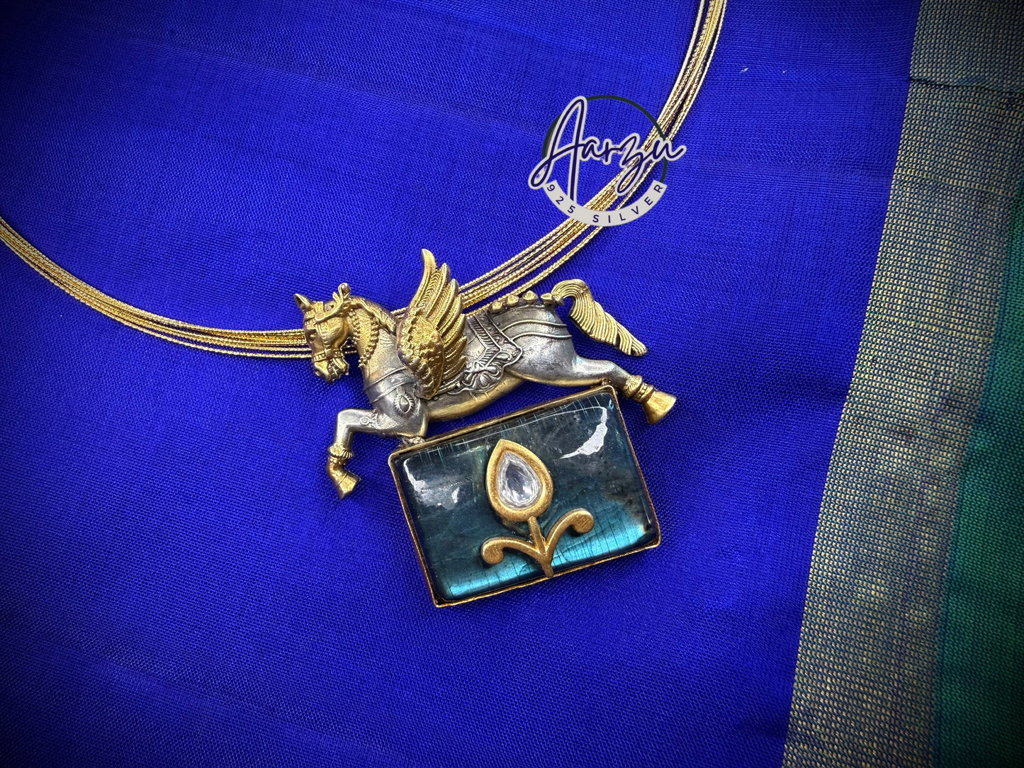 92.5 Silver precious stone Pendant 27.6 gm