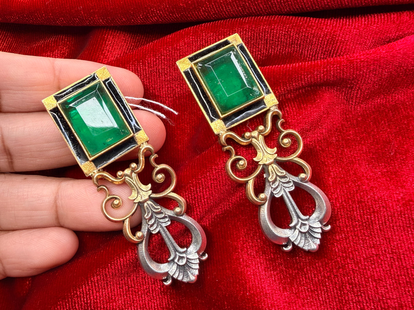 92.5 Silver dual tone earrings - 30 gm