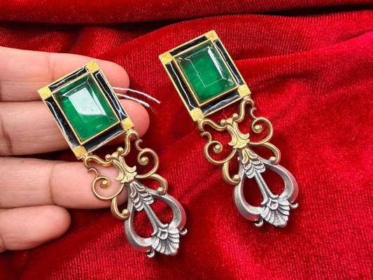 92.5 Silver dual tone earrings - 30 gm