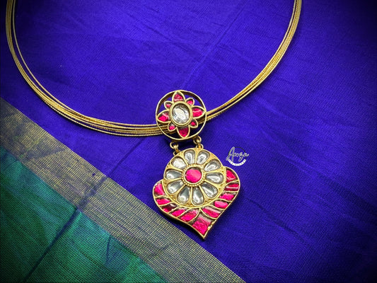 92.5 Silver kundan Pendant -15.5 gm