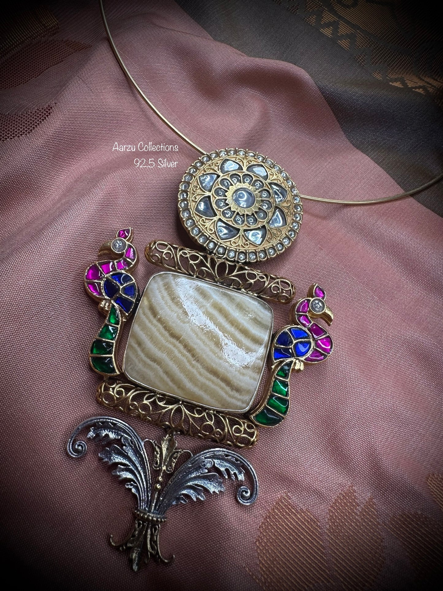 92.5 Silver yellow onyx fusion pendant