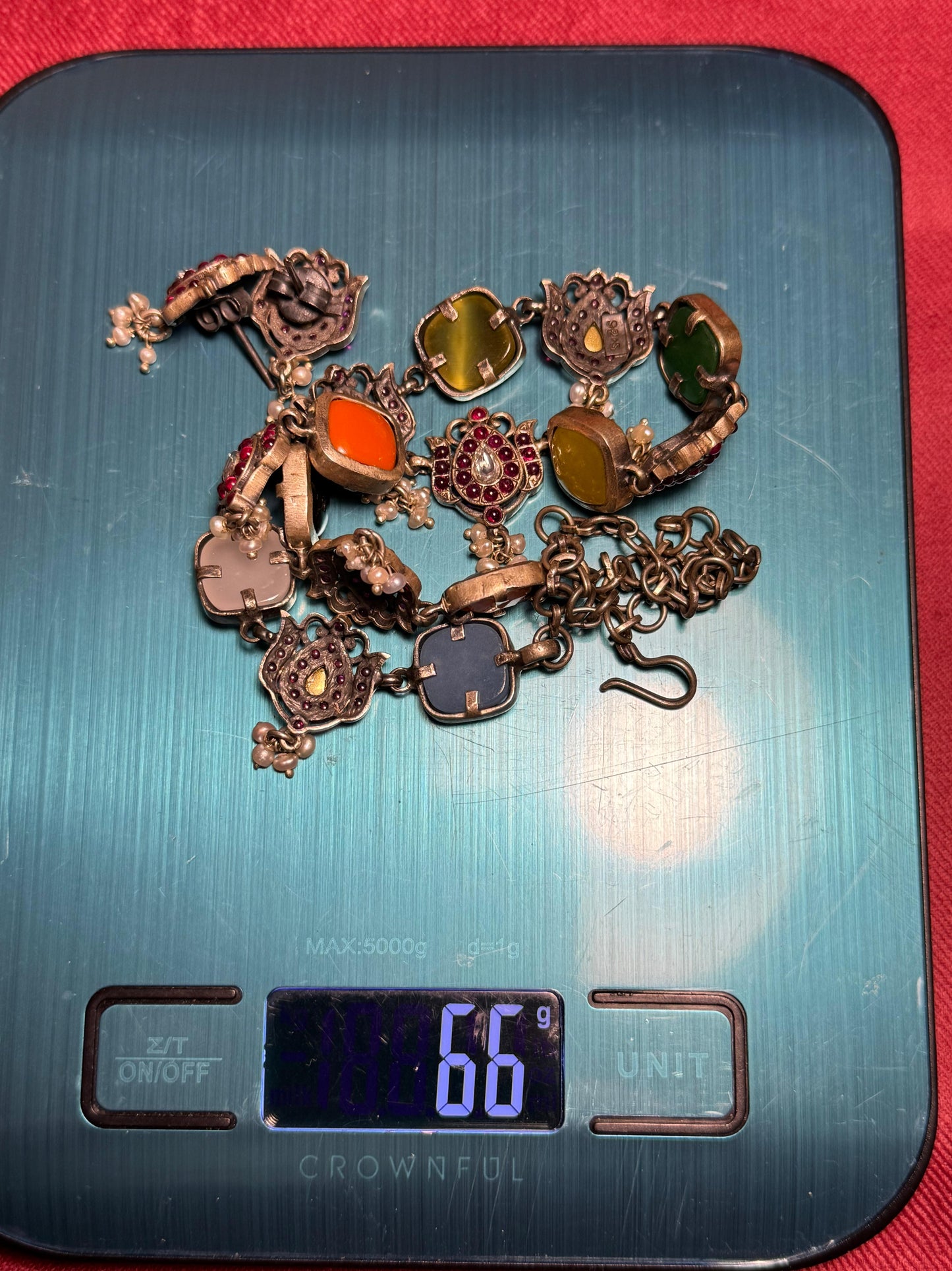 92.5 Silver necklace set with kemp and multi stones from preloved collection