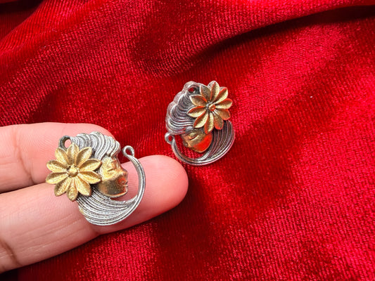 92.5 Silver dual tone earrings - 9 gm