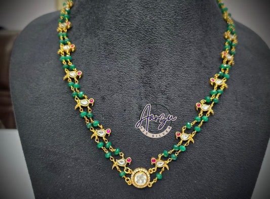 92.5 Silver Moissanite and kundan jadau necklace