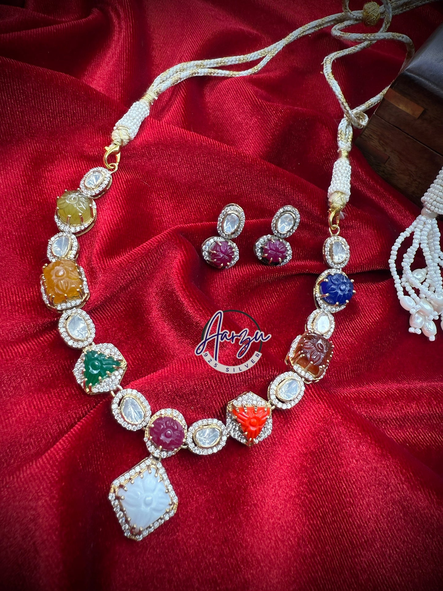 92.5 Silver Moissanite necklace with earrings