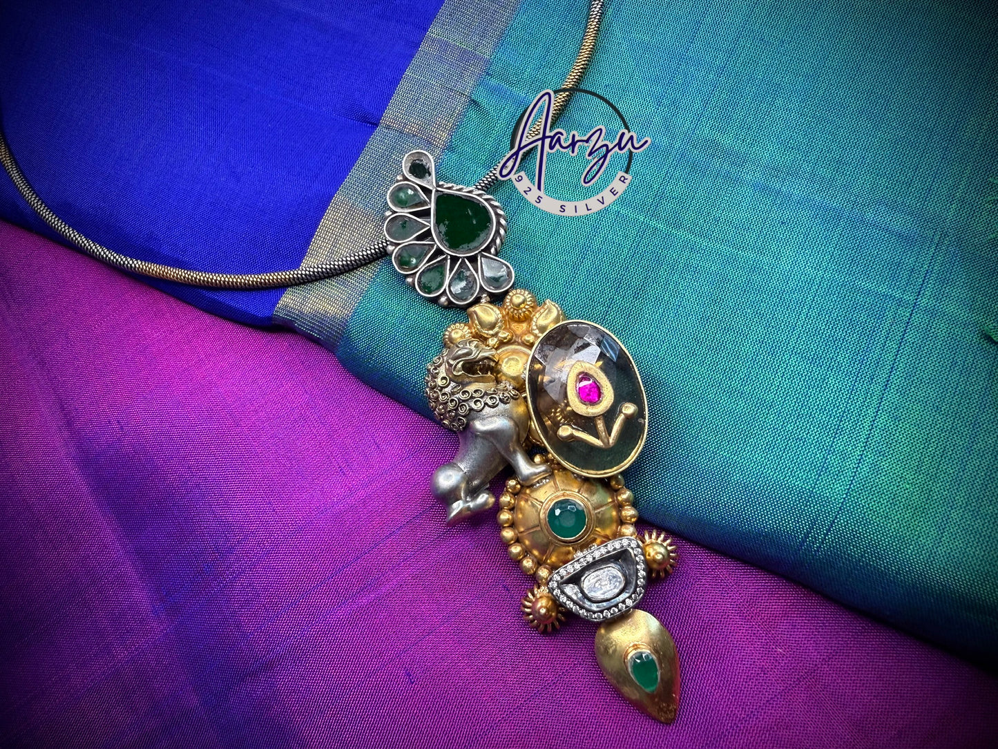 92.5 Silver fusion Pendant - 44.5 gm