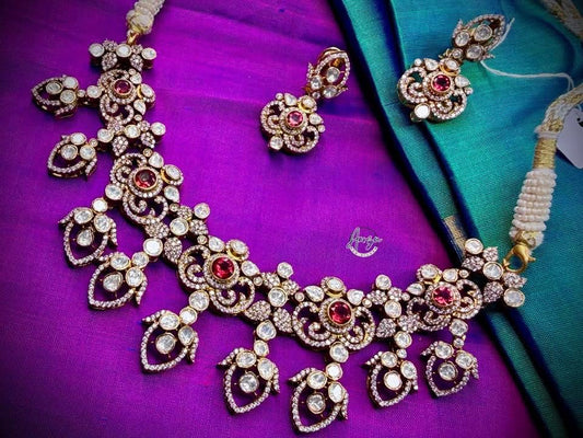 92.5 Silver Moissanite necklace set