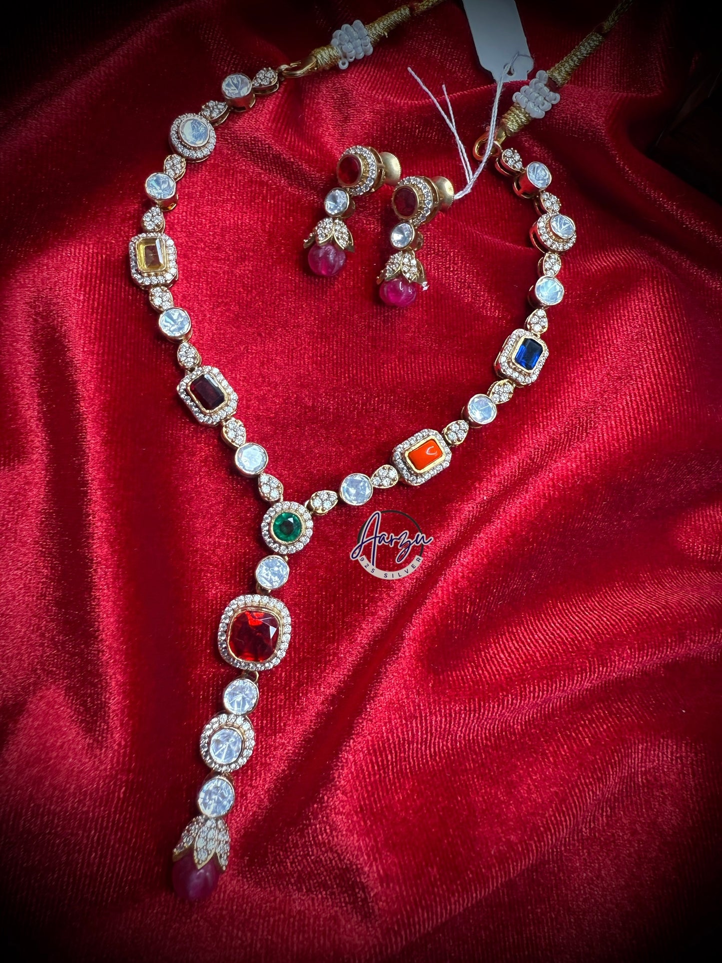 92.5 Silver Moissanite necklace with earrings