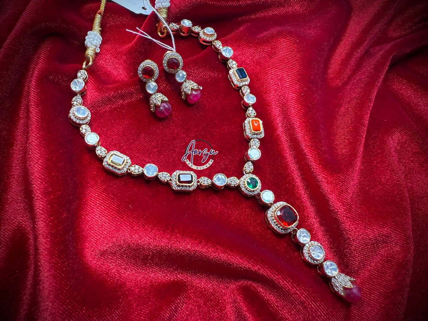 92.5 Silver Moissanite necklace with earrings