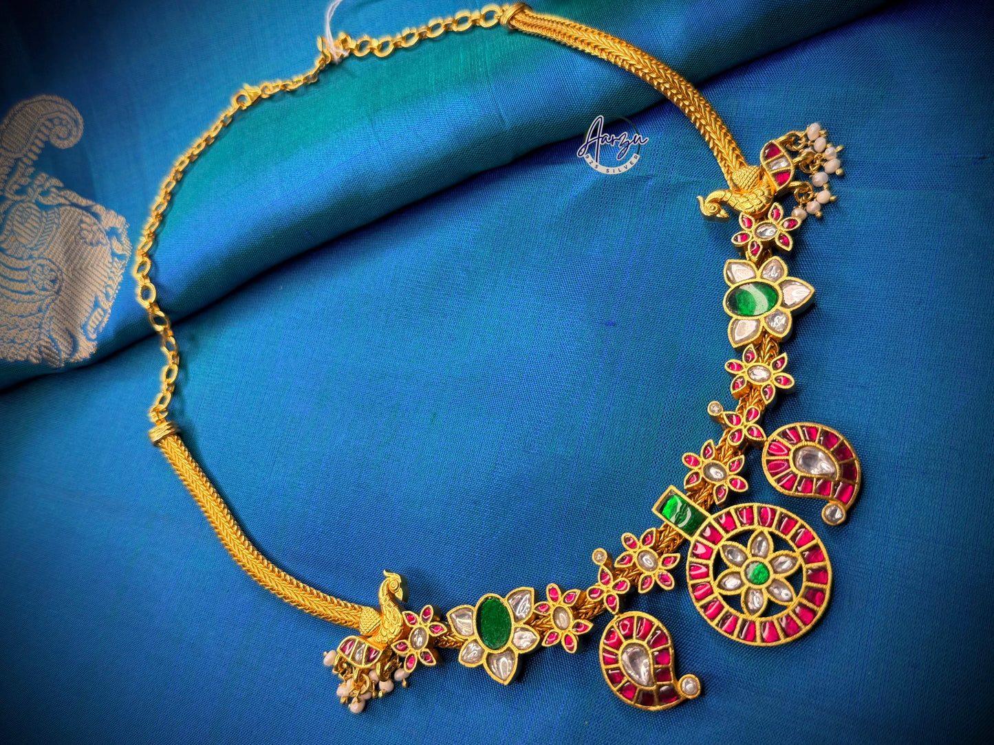 92.5 Silver base Kundan Jadau necklace