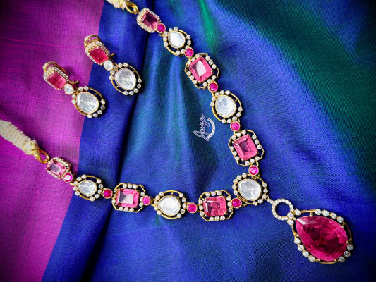 92.5 Silver Moissanite necklace set
