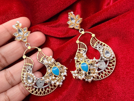 92.5 Silver dual tone earrings - 30.5 gm