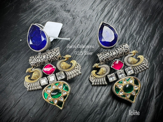 92.5 Silver earrings with iolite
