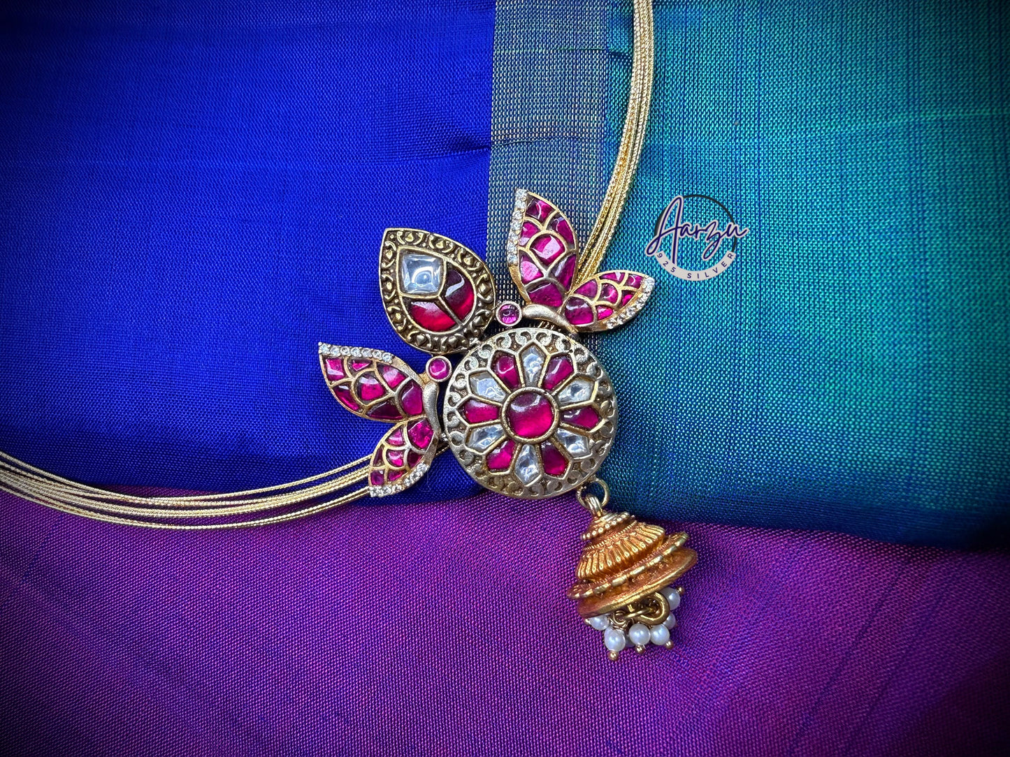 92.5 Silver kundan Pendant -24.5 gm