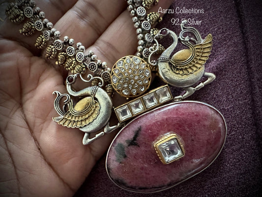 92.5 Silver base designer inspired necklace with Jasper
