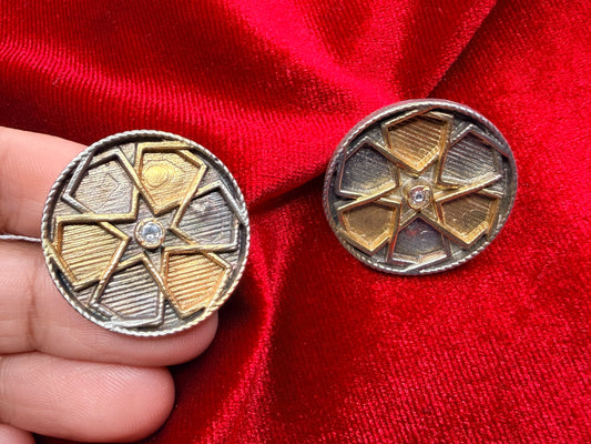 92.5 Silver dual tone earrings - 14 gm