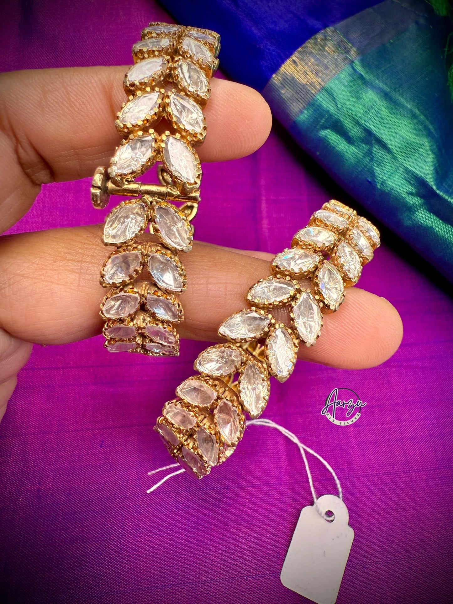 92.5 Silver Moissanite openable bangles - set of 2