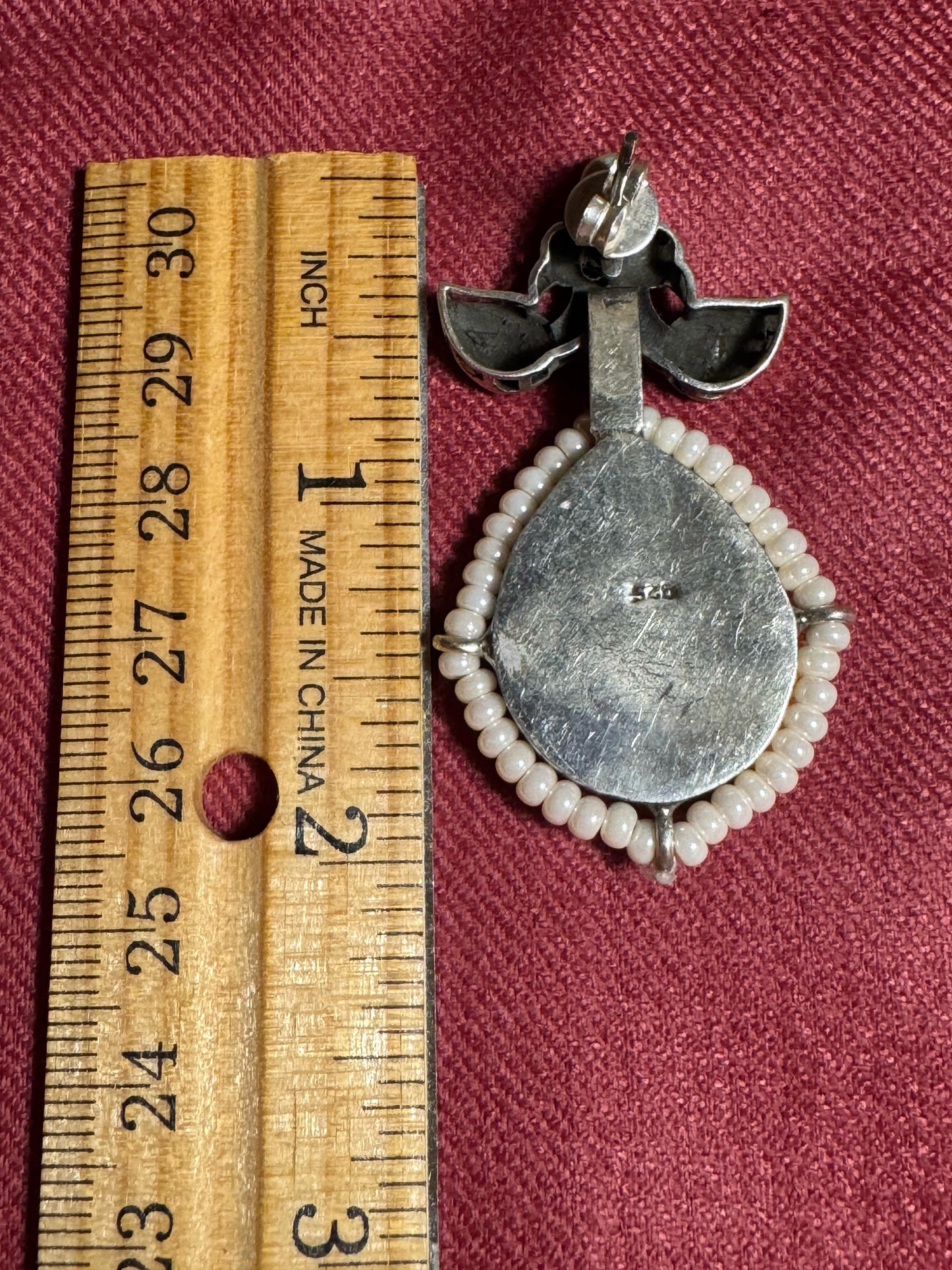 92.5 Silver MOP with Turquoise and kundan inlay earrings from preloved collection