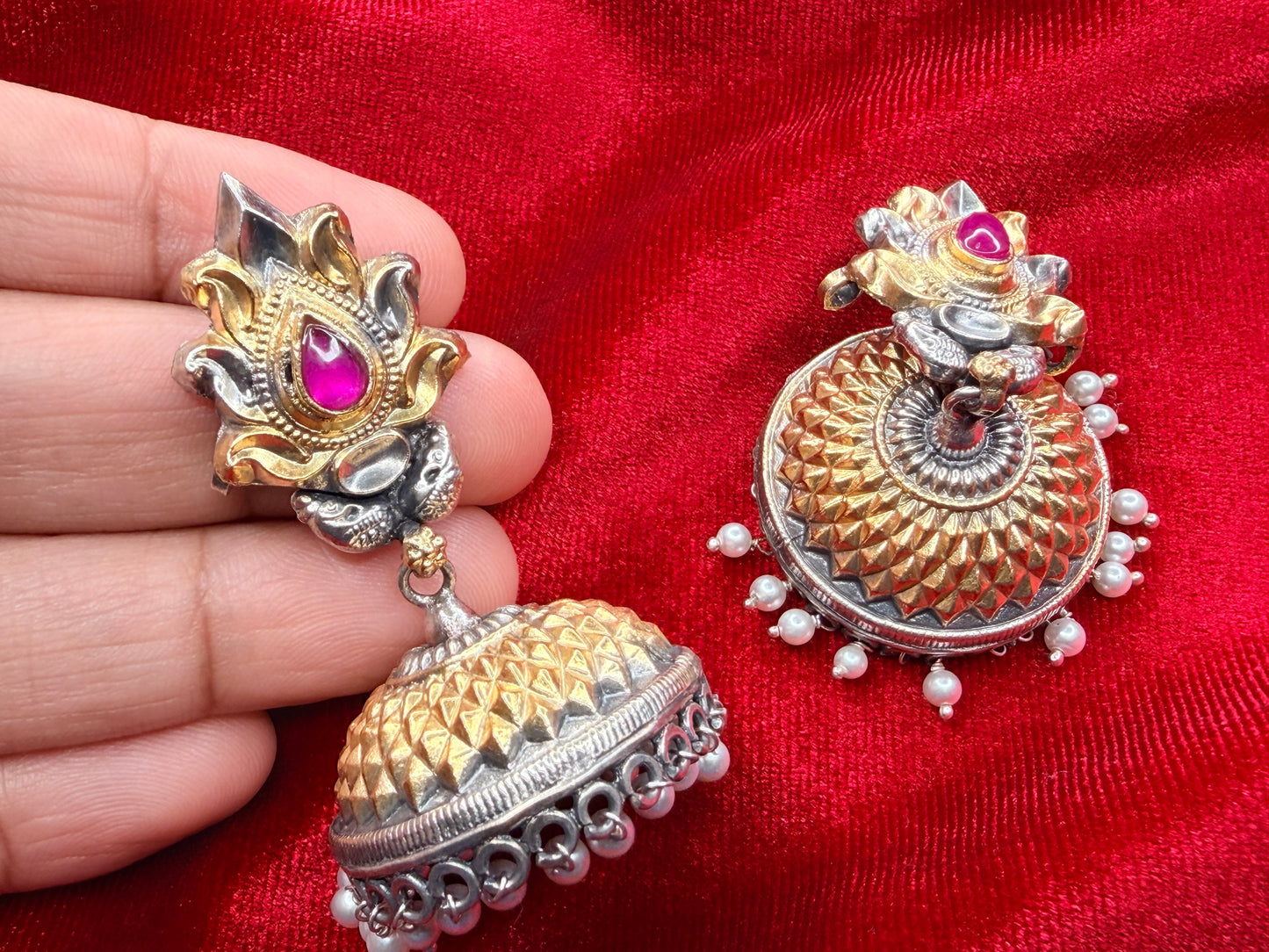 92.5 Silver dual tone Earrings 29 gm