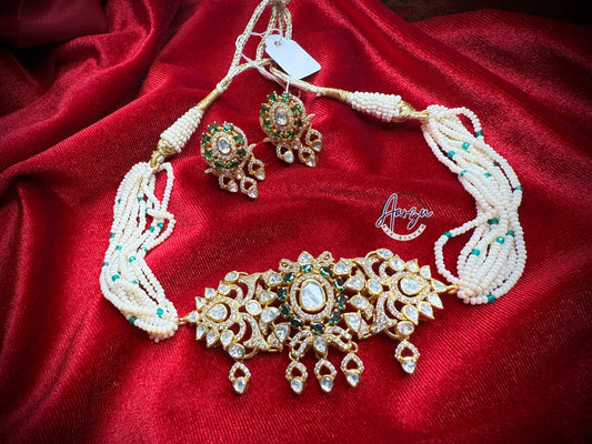 92.5 Silver Moissanite choker with earrings