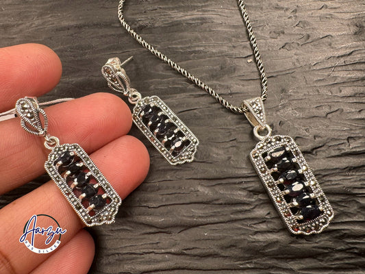 92.5 Silver Marcasite pendant set