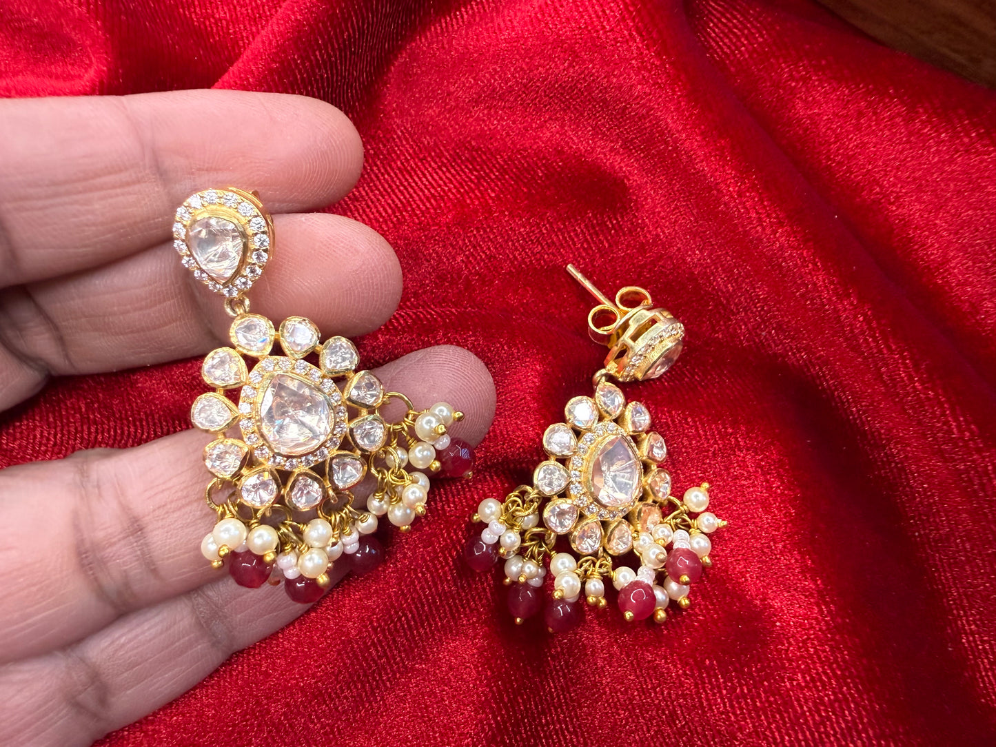 92.5 Silver Moissanite Earrings - 16.5 gm