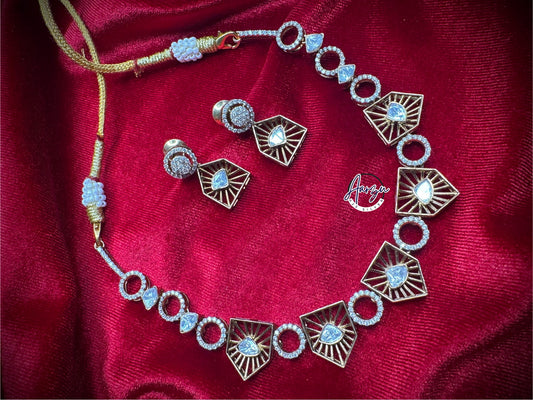 92.5 Silver Moissanite necklace with earrings