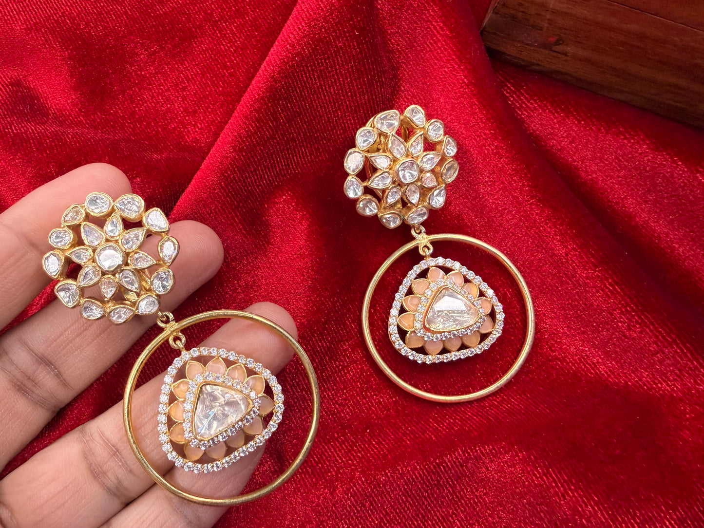 92.5 Silver Moissanite Earrings - 33.7 gm