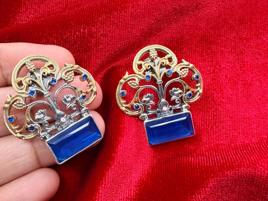 92.5 Silver dual tone earrings - 17.5 gm
