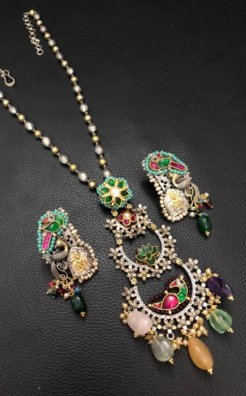 92.5 Silver Preloved dual tone fusion Necklace