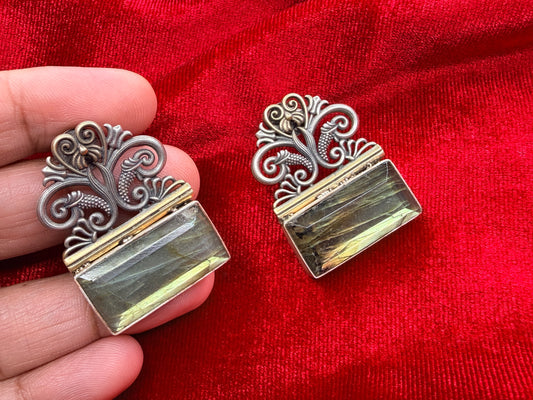92.5 Silver dual tone earrings - 20 gm