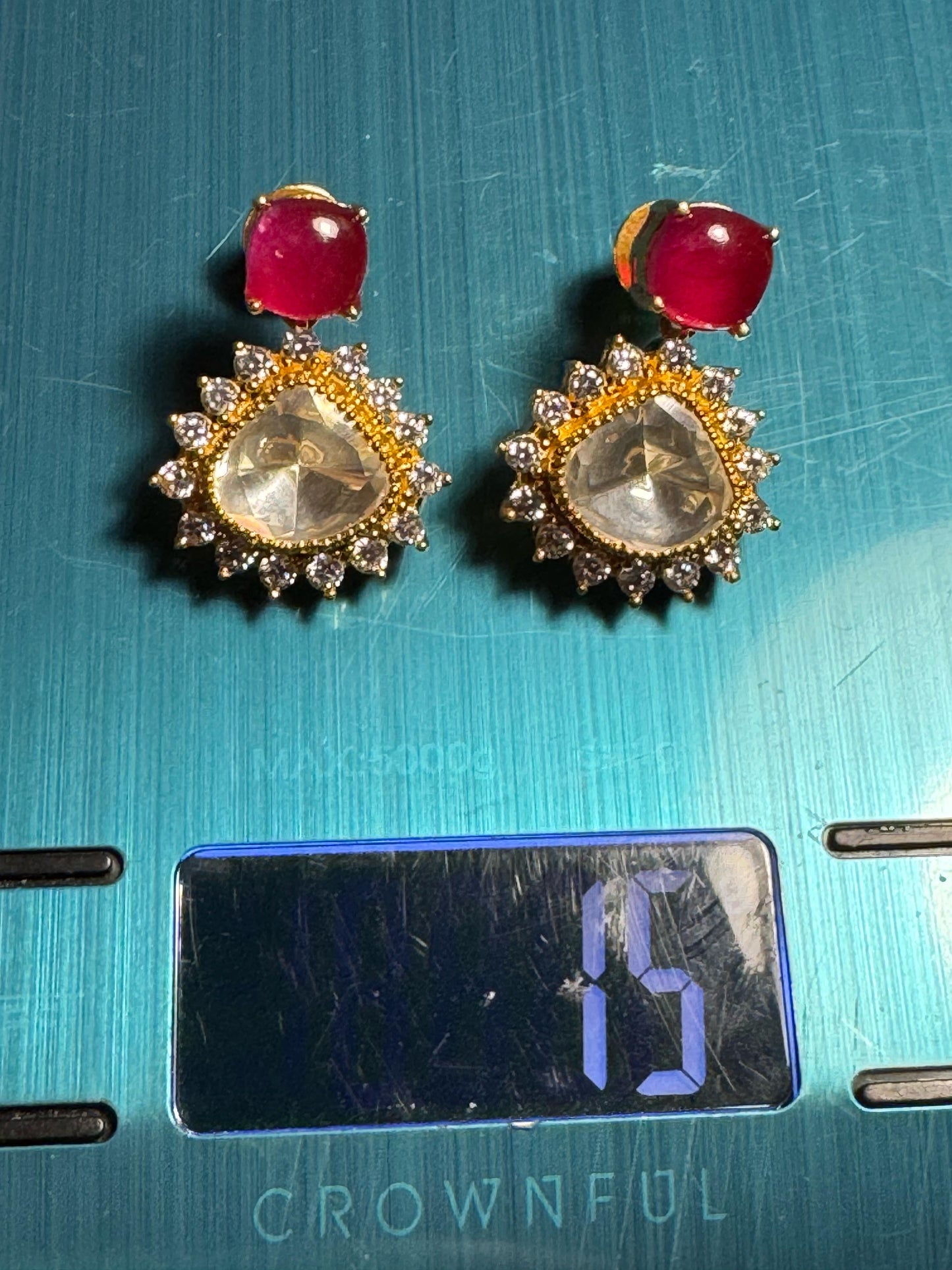 92.5 Silver Moissanite and pota stone earrings from preloved collection