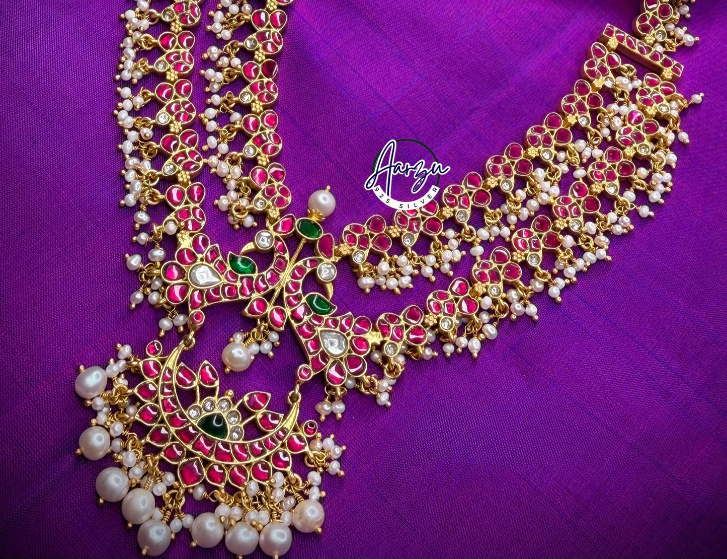 92.5 Silver base Kundan Jadau necklace