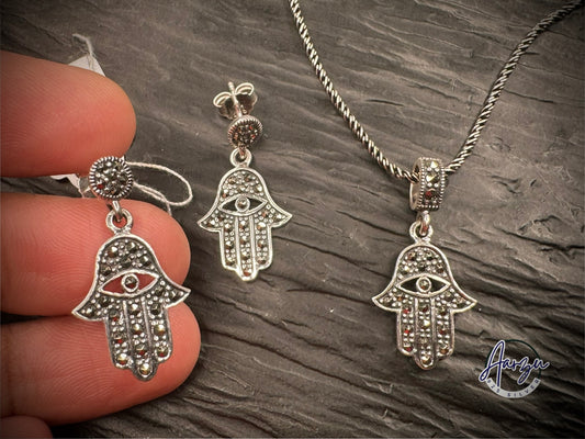 92.5 Silver Marcasite pendant set